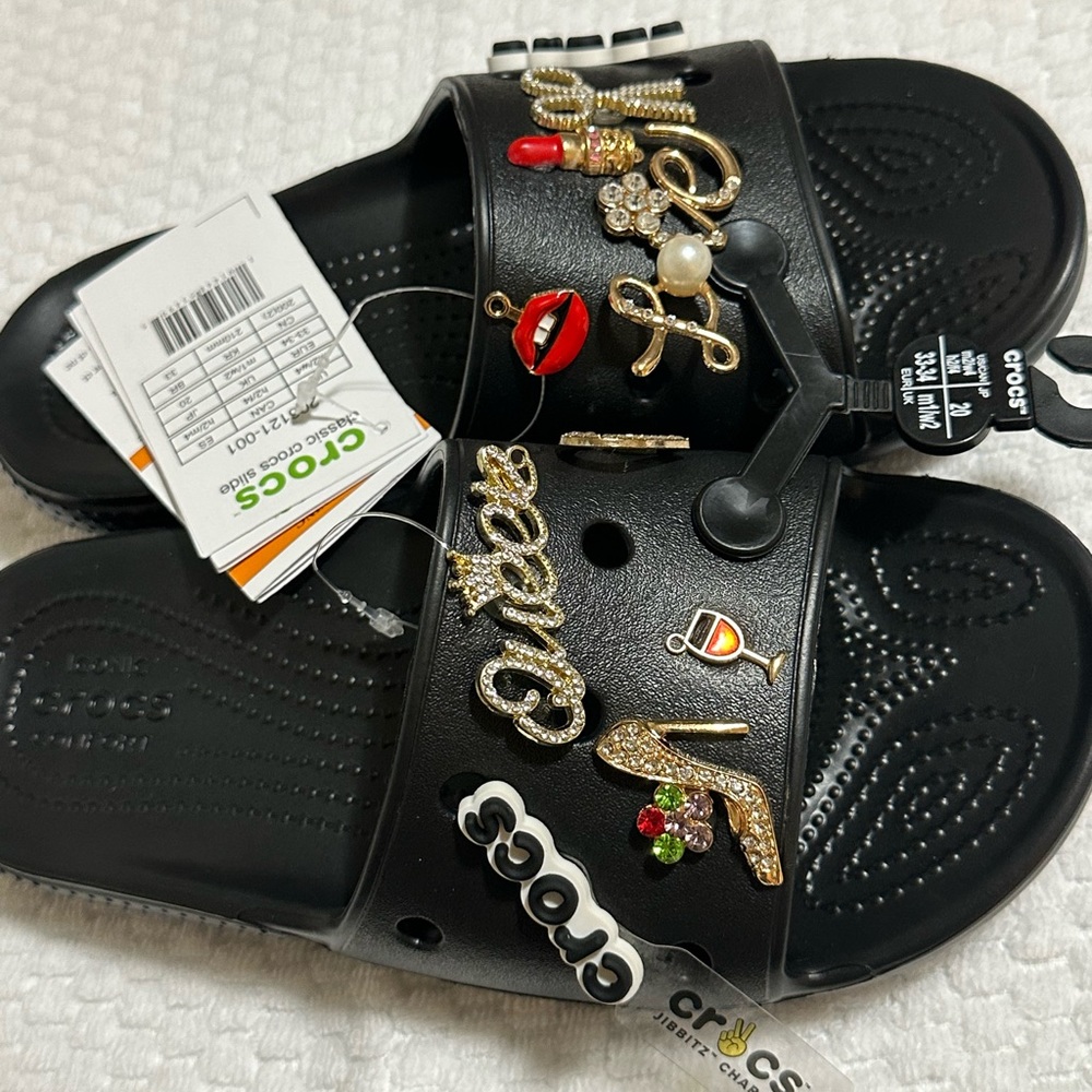 Customized Crocs Classic Slide 206121-001, Unisex, slides, black